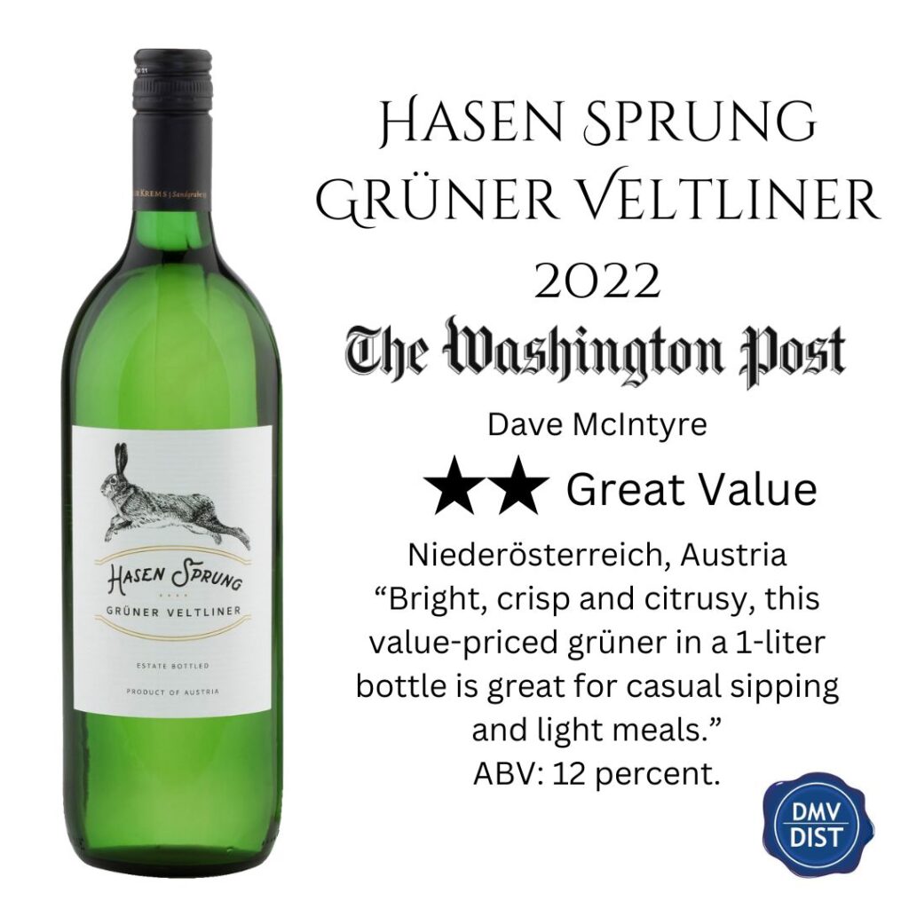 Washington Post Review of Hasen Sprung Grüner Veltliner 2022 